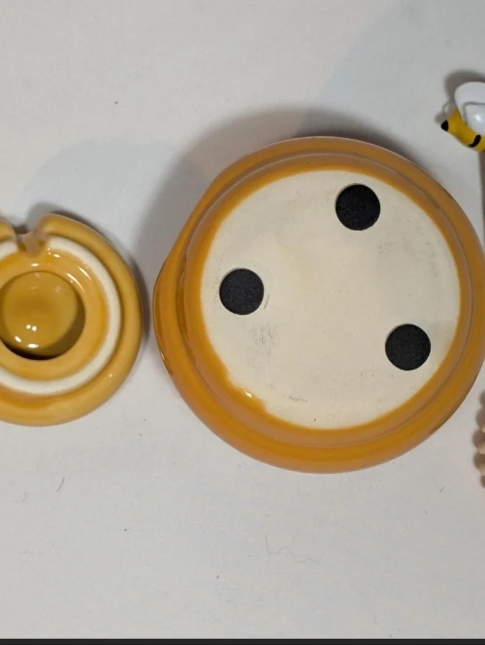 Honey Miel Lidded Beehive Pot Jar w/Bumble Bee Honey Dipper Cottagcore Farmhouse